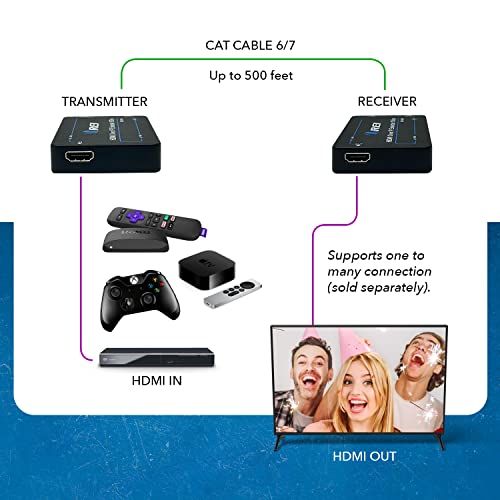 Image of Orei EX-330 HDMI Extender Over Single CAT5e /CAT6 Cable 1080p - Up to 330 FT, Black