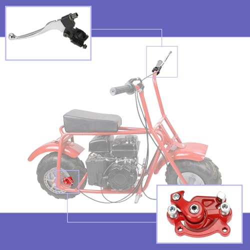 Image of Mini Bike Brake Lever Kit with 180mm Disc Brake Rotor Compatible with Coleman CT100U CC100X Baja Doodlebug DB30 Motovox MBX10 MBX11 Monster Mega Moto 80cc 105cc Parts Rear Brake Caliper