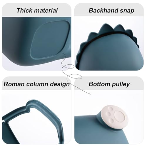 Image of Cute Desktop Trash Can Plastic Creative Mini Lovely Living Room Dining Table Wastebasket with Lid Small Plastic Storage Bin for Home Children Bedroom (Dark Blue Monster)