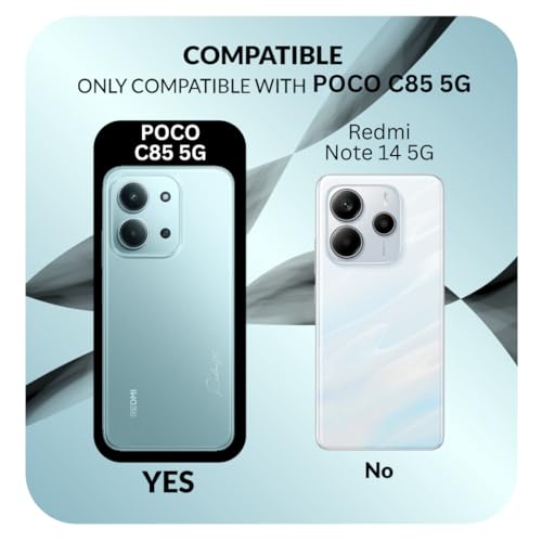 Image of Back Cover Case + Screen Protector for POCO C85 5G | Camera Protection | Transparent Mobile Phone Back Case Cover for POCO C 85 / POCO C85 5G | TPU Transparent Mobile Phone Back Cover Case