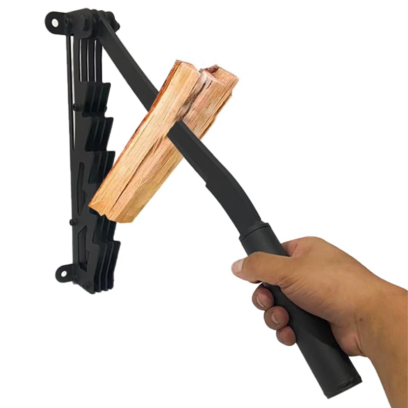 Divisor de madera montado en la pared, divisor de madera manual de acero al carbono, soporte de pared para leña, herramienta para cortar madera, dividir madera al aire libre (separador de