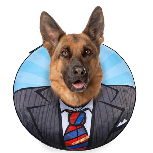 Image of BEAUTYZOO Dog Cone Alternative After Surgery for Large Medium Small Dogs, Soft Inflatable Cone Collar for Dogs Cats, Dog Neck Donut E Collar Pet Recovery Collars to Stop Licking,Black XL