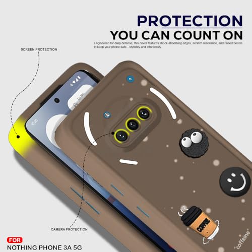Image of AESTMO Back Case Cover for Nothing Phone 3A 5G | Cute Fun Cartoon 3D Ball | Coffee Silicone Case | Full Body Protection | Camera Protection Back Cover for Nothing Phone 3A 5G (Brown)