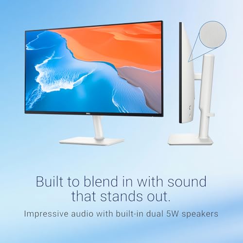 Image of Dell 27 inch QHD Computer Monitor, 2560x1440 IPS Display, 100Hz Refresh Rate, 1500:1 Contrast Ratio, Built-in Dual 5W Speakers, 4-Star Eye Comfort, Height /Tilt /Swivel /Pivot Adjustable Stand, Ash White