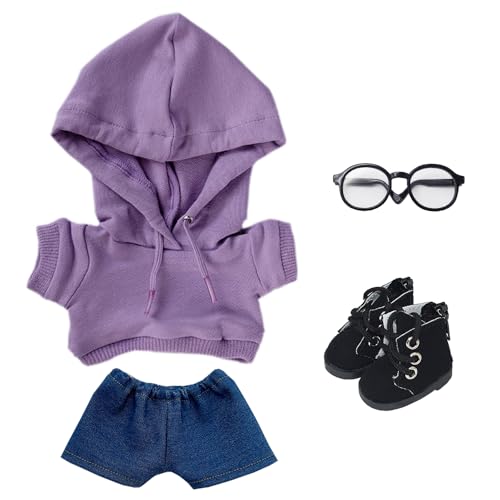 niannyyhouse 10cm 15cm 20cm ぬいぐるみ 服 ルーズフィット パーカー ジーンズ メガネ 靴 着せ替え 綿人形 アクセサリー (a11, 15cm)