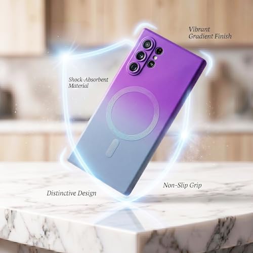 Image of amazon basics Gradient Mag-Safe Case for Samsung Galaxy Note 10 Plus | Soft Silicone Shockproof Cover with Camera Protection | Slim Lightweight Design | Smooth Touch & Durable - Purple & Gray