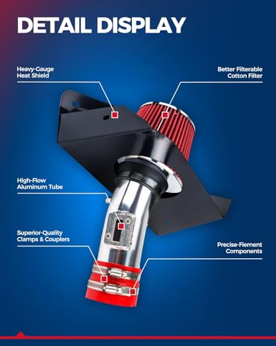 2008-2013 Infiniti G37 - KAX Cold Air Intake Kit System 2.75" - Nissan 370Z 2009-2020 V6 3.7L, High Performance, Red - Image 5