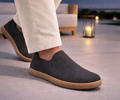 Image of Kraasa Men's Casual Slip-On Loafers | Soft Knitted Upper Breathable Flex Upper | Lightweight Comfort Shoes | TPR Sole