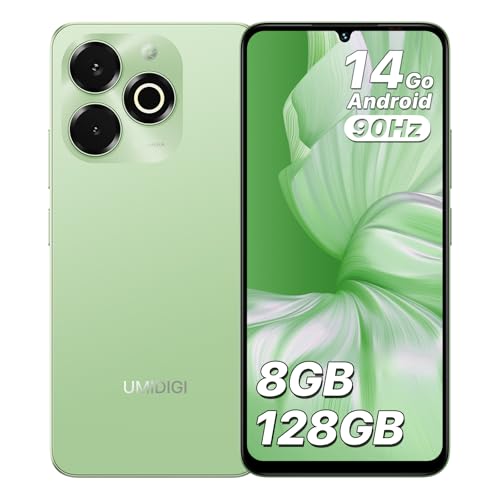 UMIDIGI G9x Handy, Android 14 Go Smartphone Ohne Vertrag, 8(4+4)+128GB/1TB TF Handy Günstig, 6.75' HD+ 90Hz Simlockfreie Handys, 5000mAh, Octa Core, Dual SIM 4G/Face ID/Fingerprint/13MP, Grün
