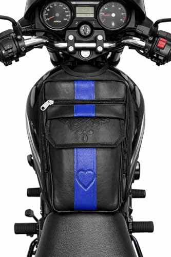 Image of Bike Tank Cover for Splendor Plus, Splendor Pro, Splendor i3s | Black with Vibrant Blue | HIgh Quality