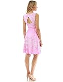 PattyBoutik Women’s Keyhole Back A-Line Dress (Pink and White 20 S)