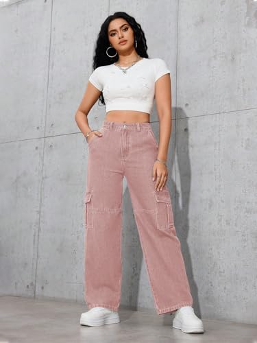 Image of Tagas Women Cargo Jeans | Women,s Cargos-Pants | (Women's) Denim Cargo's Pants || Cargo,s for Woman || Oversized-Jeans for Woman's || Loose Jeans Pant for Woman,s