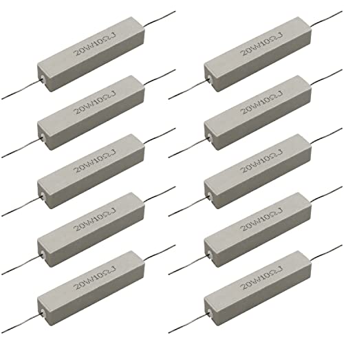 Cement Resistor,10 PCS 20W 10 ohm 5% Axial Lead Wire Resistor White Wound Fixed Ceramic Cement Resistors Wirewound Cement Power Resistors Flame Heat Moisture Resistance Precharge Horizontal Resistors