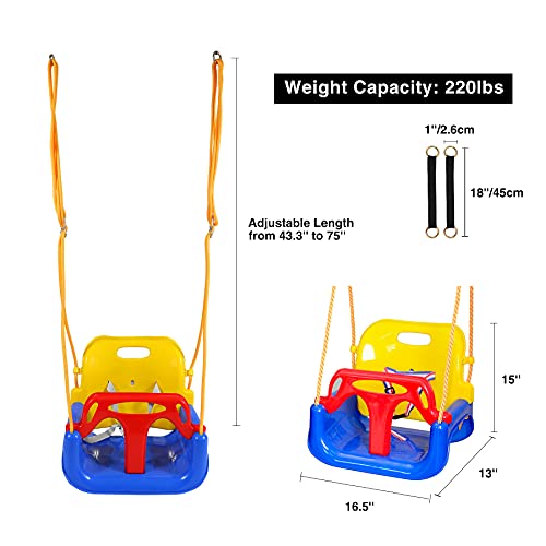Image of RedSwing 3-in-1 Baby Swing Seat, Toddler Swing, Anti-Flip Snug & Secure Detachable Infants to Teens Kids Swings Seat for Outside Playground, Blue Red