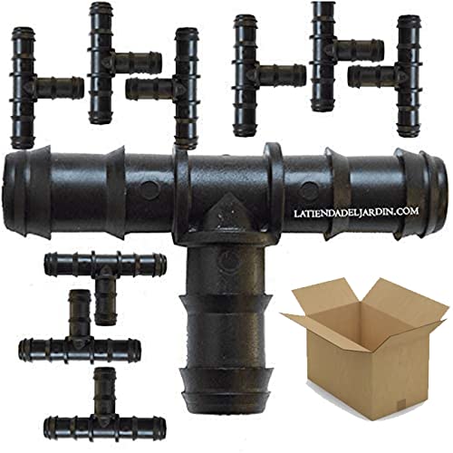 Suinga Pack 1700 Te Riego por Goteo 16mm | Te conector tuberia 16 mm | Te Goteo para Manguera de Riego 16mm, negro