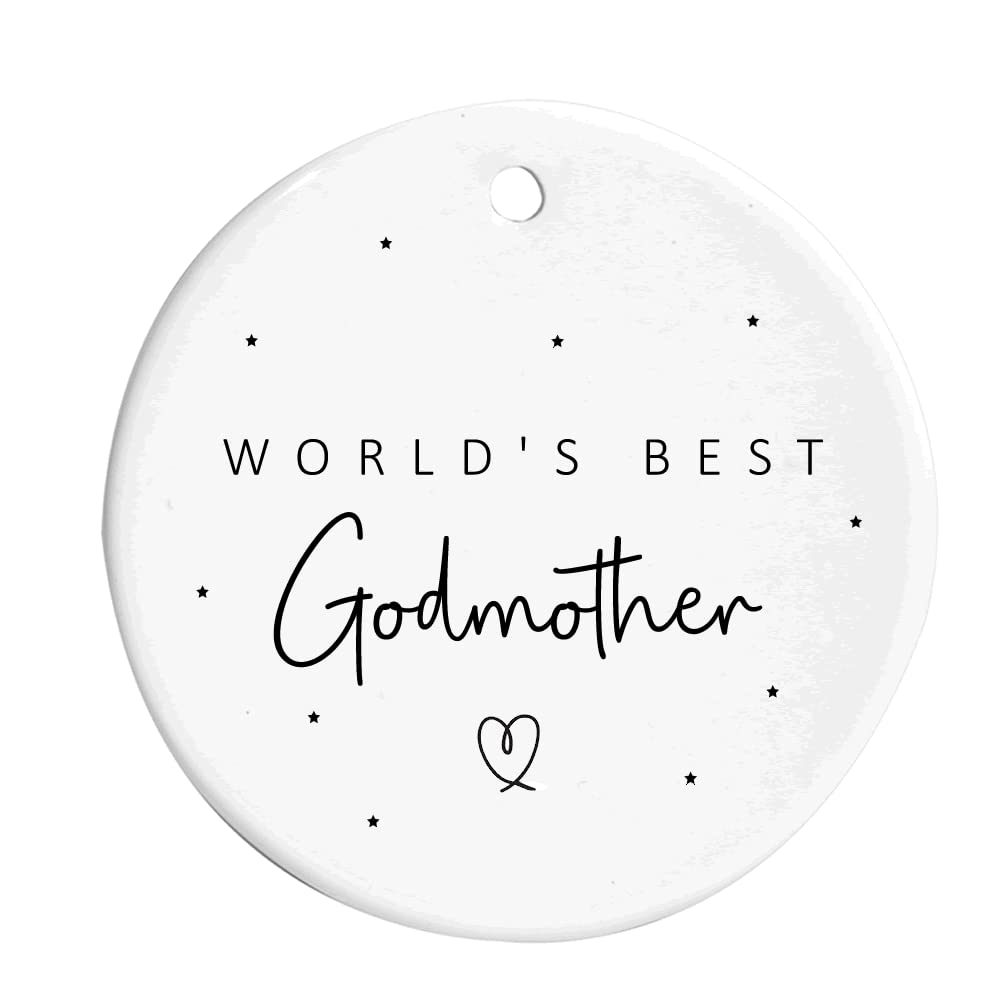 World's Best Godmother Round Hanging Ceramic Ornament Decoration Sign