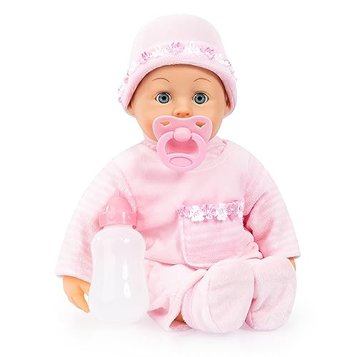 Bayer Design 93824CK Babypuppe interaktiv, sprechend, Schlafaugen, weicher Körper, 24 Babylaute, 38 cm, Rosa