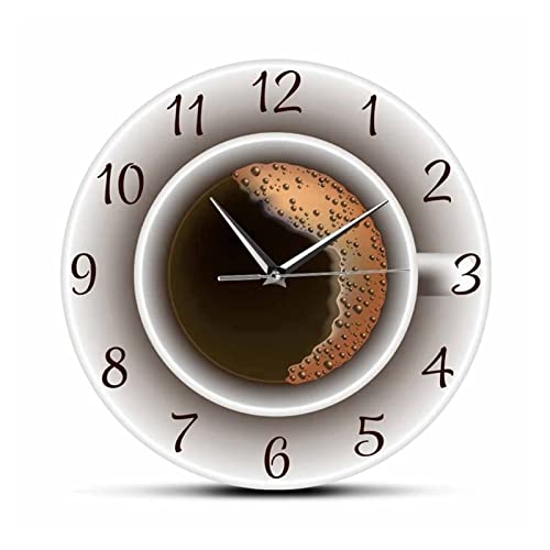 Horloge tasse de café silencieuse XJBTBA avec mousse en relief pour cuisine animée
