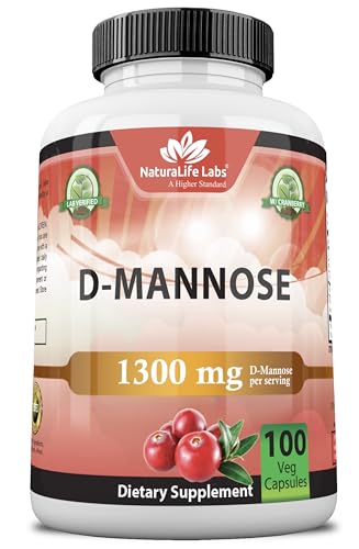 NaturaLife Labs Organic D-Mannose 1300 mg with Cranberry Extract 100