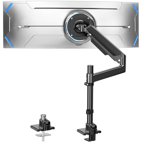 ErgoFocus Heavy Duty Single Monitor Mount for Max 49 inch Hold 7.7 to 44 lbs Ultrawide Screens Premium Monitor Arm for Samsung Odyssey G9 and More Adjustable Gas Spring Desk Stand VESA Mount