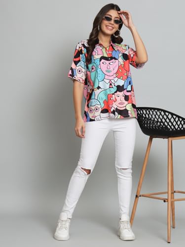 Image of FUNDAY FASHION Women's Crepe Loose Fit Wear Boxy Fit Printed Casual Shirt