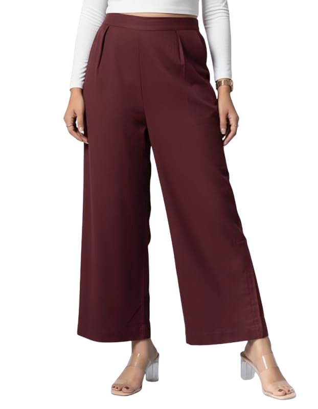 Image of Moirai Pure Cotton Wide Leg Women Trouser Stylish Mid Rise Relaxed Straight Fit Loose Pants Casual Travel Office Formal Wear