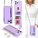 Picture of Cavor for iPhone 15 Pro Max Wallet Case with Card Holder for Women,for iPhone 15 Pro Max Case with Strap,Crossbody and Wristlet Zipper Pocket Phone Cover-Purple