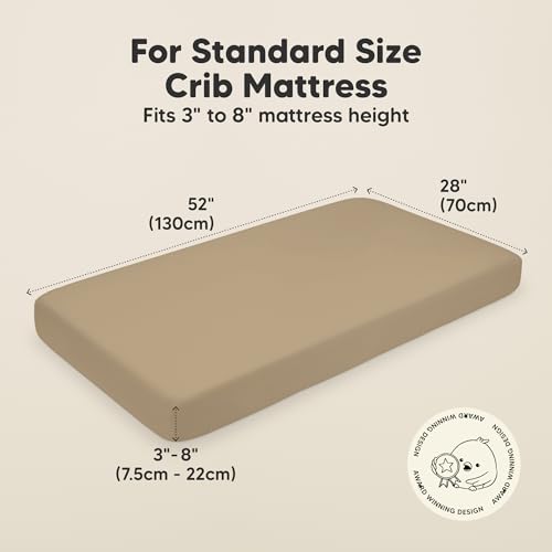 Image of KeaBabies 2-pk Organic Cotton Crib Sheets for Boys Girls 52x28 (Pecan) | Fitted Crib Mattress Sheet Neutral, Breathable Cover for Baby Bed Set, Toddler Mattress, Soft & Cute Prints