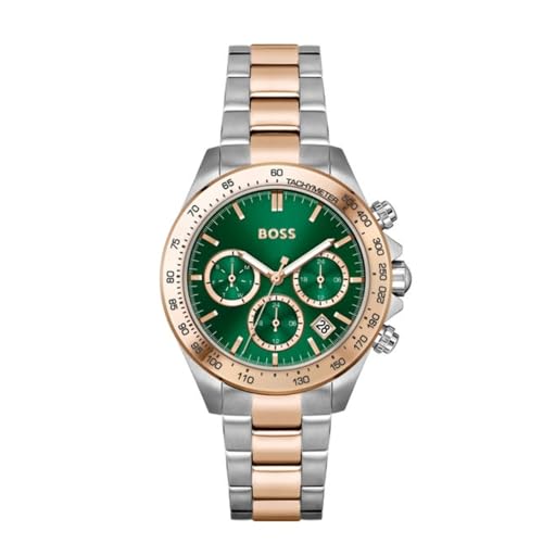 BOSS Novia - Le Qtz Multifunction Green Round Dial Womens Watch|Stainless Steel & Ionic Plated Rose Gold Steel Material|Rose Gold Color Band - 1502762 (B0D25P1GCM) Amazon Price History, Amazon Price Tracker