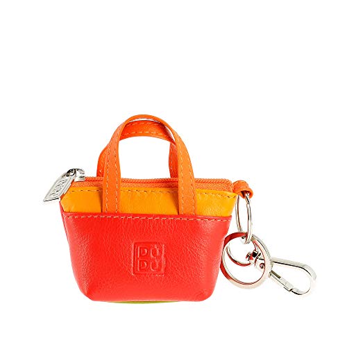 Preisvergleich Produktbild DUDU Minitasche-Schlüsselanhänger Portemonnaie aus farbigem Leder mit Reissverschluss 2 Schlüsselringen und Karabinerhaken Rot