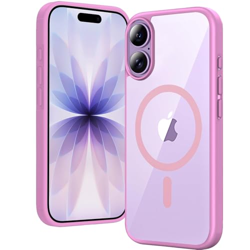 Image of DIZORO Premium Magnetic Case for iPhone 17 6.3-Inch Compatible with MagSafe, Shockproof Phone Bumper Cover, Solid Color Matte TPU Frame, Anti-Scratch Clear Baby Pink