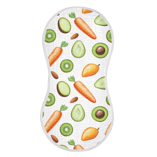 vvfelixl Muslin Burp Cloths 3D Healthy Food Baby Washcloths for Baby Girl Boys 2 Pack