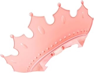 MERRYHAPY Adjustable Soft Rubber Baby Shower Cap Crown Shape Toddler Shampoo Hat Eye and Ear Protection Kids Bath Visor Pink