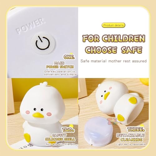 Image of TOYTONIC Silicone Duck Night Light for Kids - Rechargeable Touch Led Lamp | Color Changing, Soft Bedside Light | Cute Night Lamp for Bedroom, Babies, Gift, Nursery & Room Decor