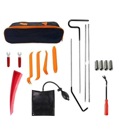 Kit de Herramientas para automóvil PWS, abrepuertas, Bloqueo, Juego ganzúas, Gancho Largo Alcance, Llave perdida en camión, Bolsa cuña neumática(Set 4-18Pcs)