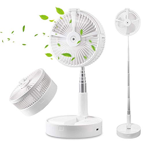 Table Fan, Aircover Folding & Portable Mini Travel Fan, Adjustable Height & Head Rotation USB Rechargeable Desk Fans, Multifunction Small Fan with Night light, Hydrating for Office Bedroom Camping