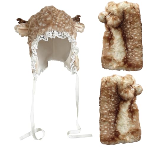 Jambières cerf femme et chaussettes fourrure pour l'hiver