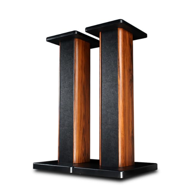 Suuiwau Pair Holz Lautsprecherständer Set, Braun Schwarz Boxenständer Universal (hoch 70cm),Premium Stabile Boxenständer mit Versteckte Kabelführung für Heimkino und Studio