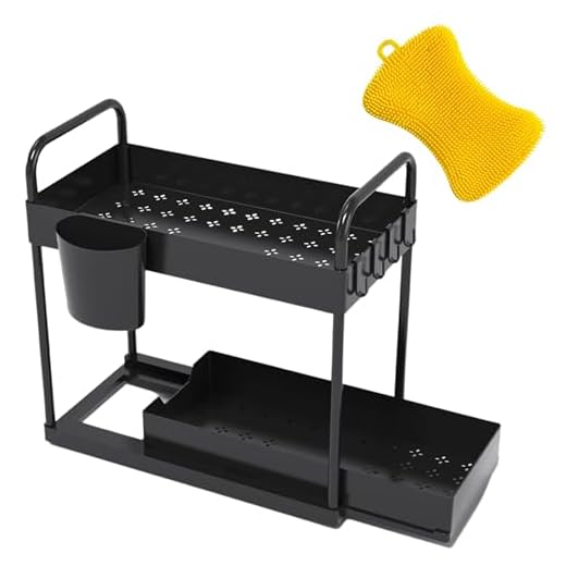 organizador fregadero con cajon extensible - organizador bajo fregadero - organizador productos limpieza - estante cocina - estanteria hogar - organizador de cocina con gran capacidad de almacenaje