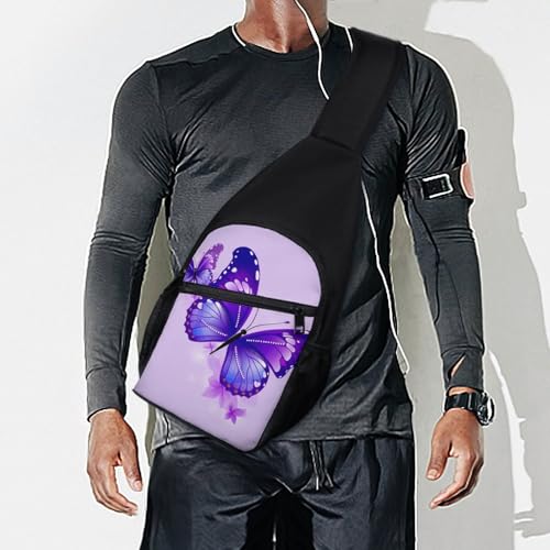 Bolso bandolera casual Purple Butterfly para mujer y hombre miniatura 7