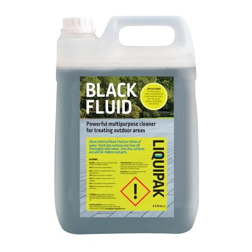 Liquipak Black Fluid 5L – Powerful outdoor cleaner for patios, driveways & pet areas. Eliminates odours, bad smells & dirt, leaving surfaces fresh & safe.