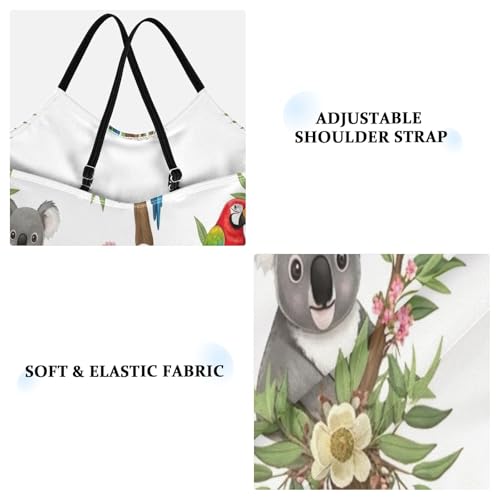 Cute Koalas Parrots White Girls' Swimwear, Beach Swimwear 3-10 Y with Adjustable Shoulder Strap, 3-10 Y3