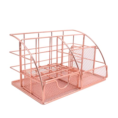 デスクオーガナイザー 卓上収納 デスク収納 卓上メッシュ収納ラック 大容量ペン立て リモコンラック 小物入れ 金属材料 スライド式引出し デスクオーガナイザー ダブルトレイ 机上用 多機能文具収納ボックス 事務用品 文房具の収納と整理整頓 オフィス