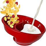 MADINE Anti-Soggy Cereal Bowl, Never Soggy Cereal Bowlm, Reusable Snack and Dip Bowls, BPA-Free Divided Bowls for Kids and Adults (red)