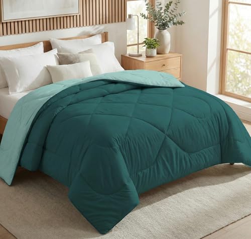 Image of VAS COLLECTIONS Double Size Cotton Reversible Comforter (228x254 cm) | 220 GSM Soft & Breathable AC Quilt | Lightweight All Season Bedding for Double Bed (Deep Sea Teal)