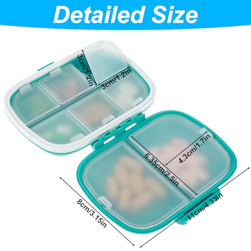 Pilulier de voyage à 8 compartiments Lot de 6 boîtes étanches pour médicaments - 2