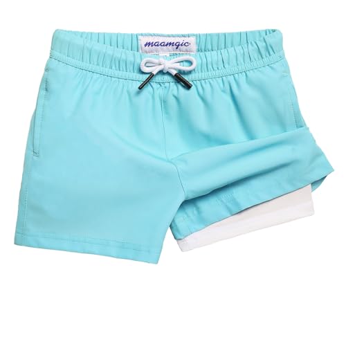 Image of maamgic Boys Swim Trunks with Compression Liner Quick Dry Swim Shorts Anti-Chafe Boy Bathing Suit