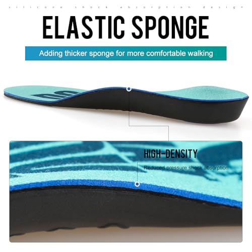 Image of XINIFOOT Arch Support Shoe Insoles for Men and Women, 2 Pairs, Blue + Green | 2 Pairs, Comfort Orthotic Inserts, For Flat Feet & Feet Pain, For Pronation & Running, Blue + Green
