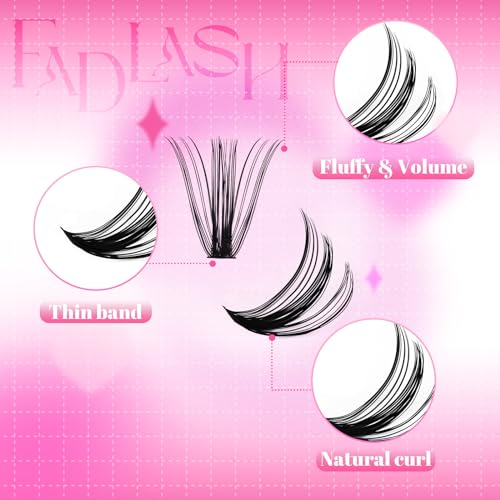 FADLASH 50pcs 0.07mm D Curl 8-16mm 50D Wispy Reusable Soft Fluffy Cluster Lashes DIY Eyelash Extensions, 50P816-07D - Image 3