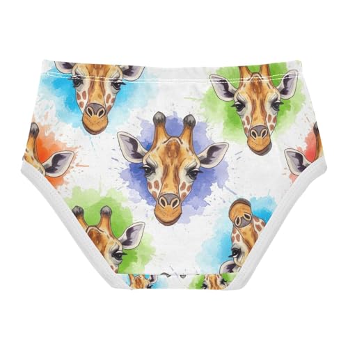 Toddler Panties, Watercolor Giraffe Cotton Underwear for Girls, 2T–8 Years2